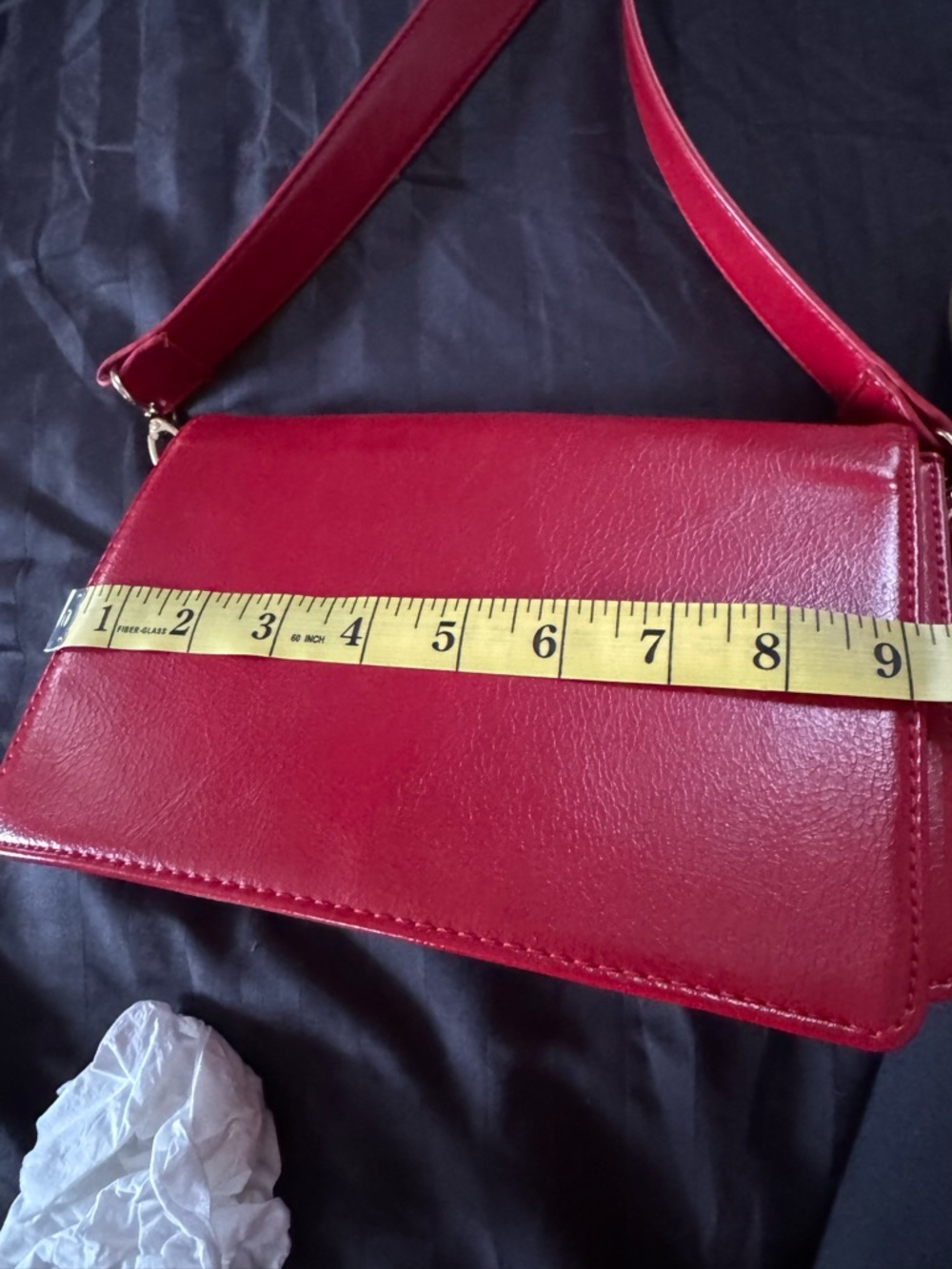 Elegant Red non- Leather Shoulder Bag with Structured Design